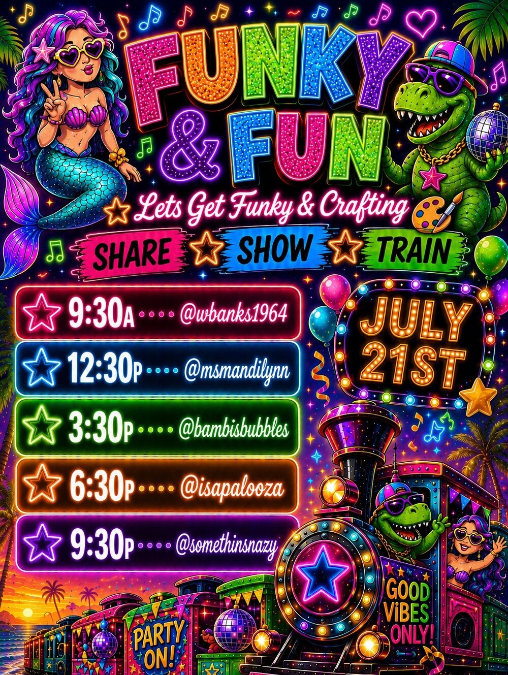 7/21Funky & Fun Share Show Train 8am- 11:30pm Or Later! - Picture 1 of 16